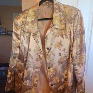 Yellow/Gold satin embroidered duster.  Vintage/EUC